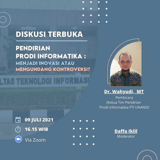 Webinar KM FTI dengan Ketua TIM Pendirian Prodi Informatika